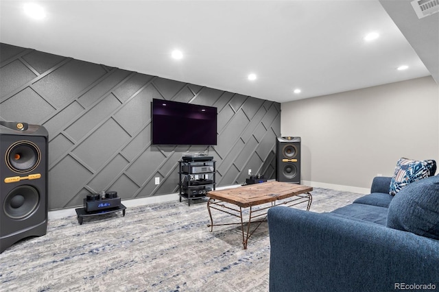 living room with hardwood / wood-style floors