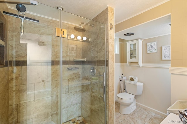 2876 S Wolff St, Denver, CO 80236 - bathroom featuring ornamental molding and a shower stall