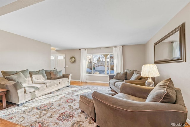 living room featuring light hardwood / wood-style flooring