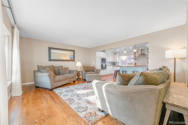 living room with light wood-type flooring