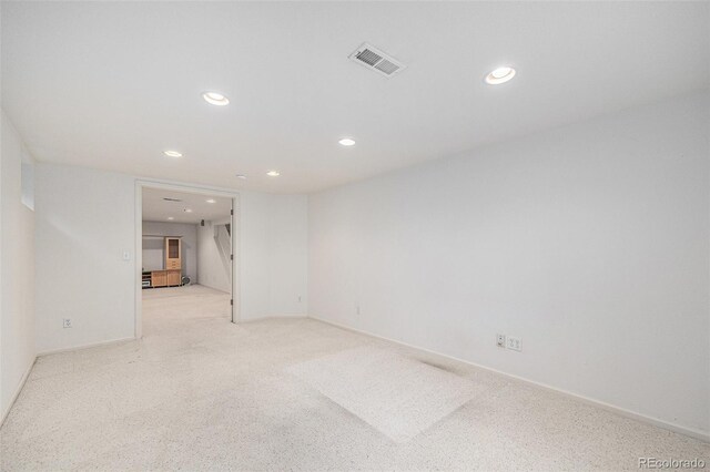 5502 E Center Ave, Denver, CO 80246 - empty room with recessed lighting, light colored carpet, and stairs
