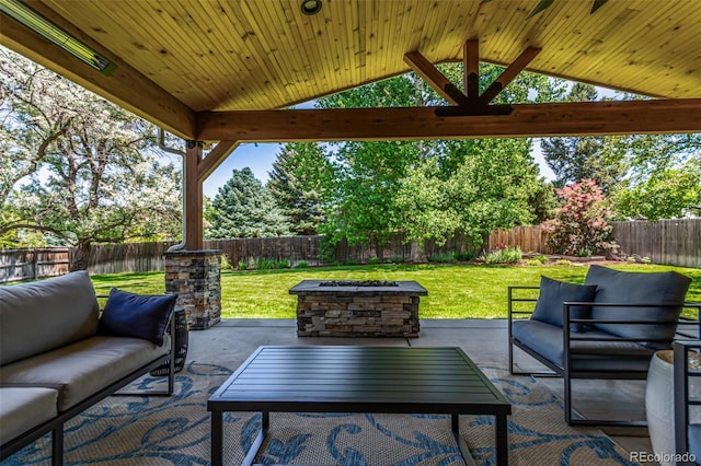 5914 S Kearney St, Centennial, CO 80111 - fenced backyard with an outdoor hangout area, a patio, and a gazebo