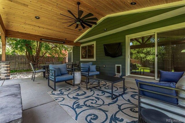 5914 S Kearney St, Centennial, CO 80111 - view of patio with outdoor lounge area, outdoor dining space, and ceiling fan