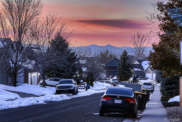 view of street with a mountain view