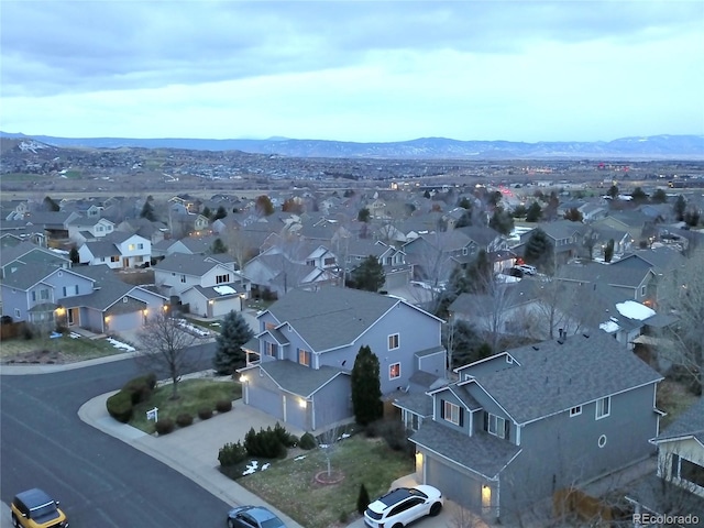 aerial view with a mountain view