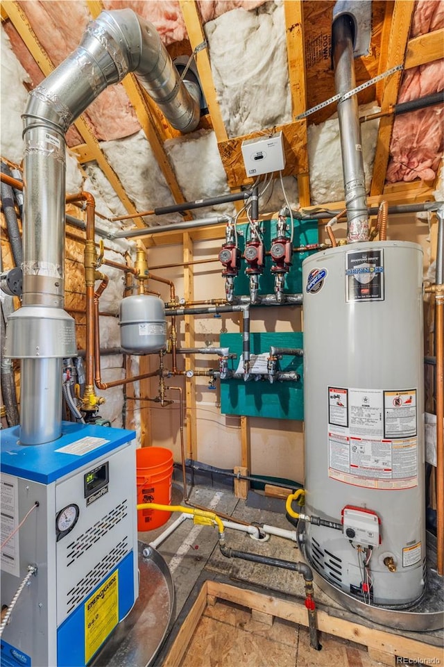 utility room with gas water heater