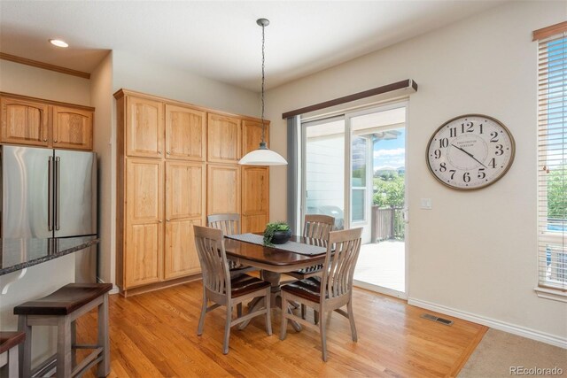 2105 Baguette Dr, Castle Rock, CO 80108 - dining room featuring light wood-style flooring and recessed lighting