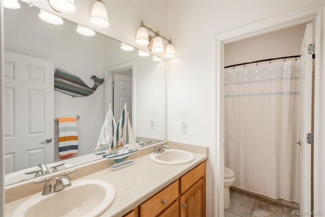 2105 Baguette Dr, Castle Rock, CO 80108 - full bathroom with double vanity and tile patterned floors