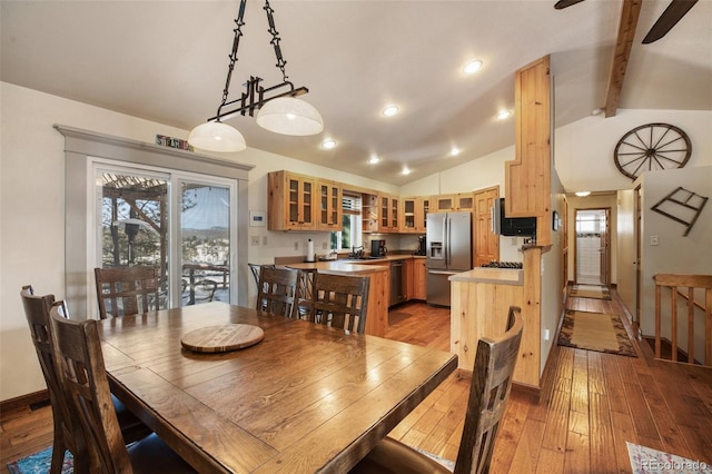517 Crystal Peak Rd, Florissant, CO 80816 - dining area featuring light wood-type flooring, baseboards, and recessed lighting