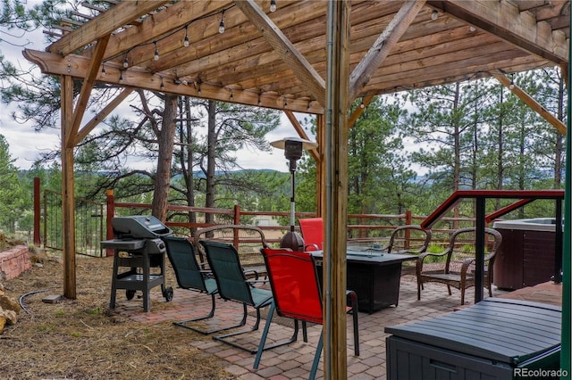 517 Crystal Peak Rd, Florissant, CO 80816 - view of patio featuring cooling unit, grilling area, and a pergola