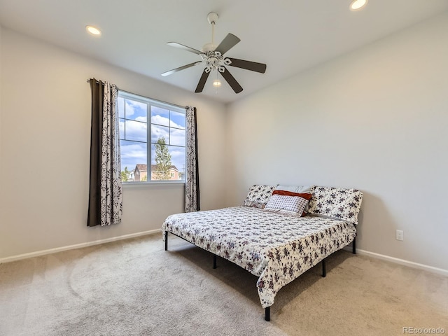 917 White Leaf Cir, Castle Rock, CO 80108 - carpeted bedroom featuring recessed lighting, baseboards, and ceiling fan