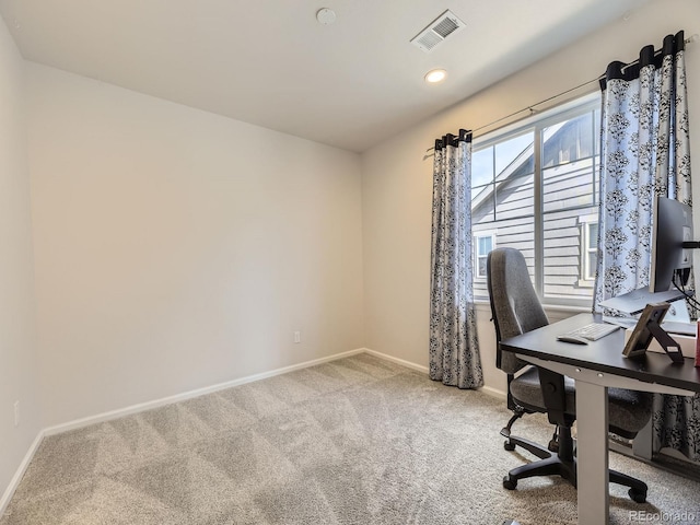 917 White Leaf Cir, Castle Rock, CO 80108 - office area featuring carpet floors, baseboards, and recessed lighting