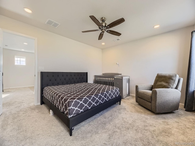 917 White Leaf Cir, Castle Rock, CO 80108 - carpeted bedroom with recessed lighting, baseboards, and a ceiling fan