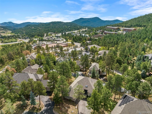 birds eye view of property with a residential view and a mountain view