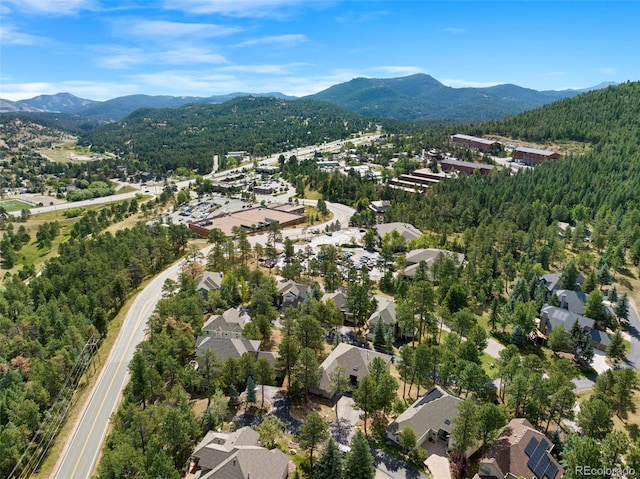 birds eye view of property with a residential view and a mountain view