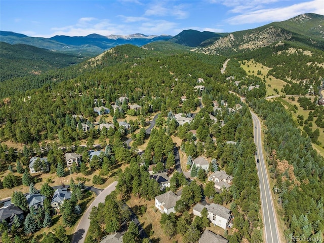 aerial view with a mountain view