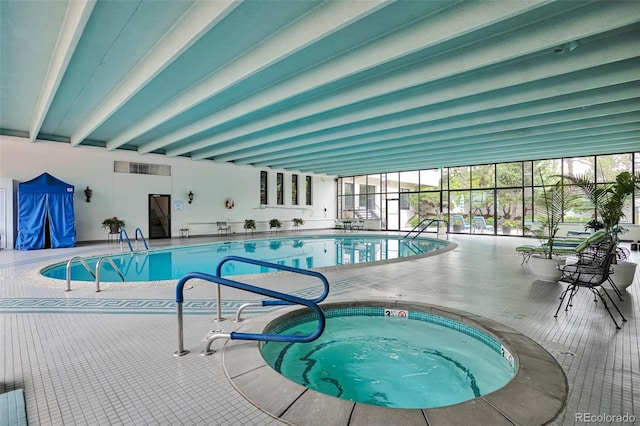 3131 E Alameda Ave Unit 704, Denver, CO 80209 - indoor pool featuring a hot tub and a patio area