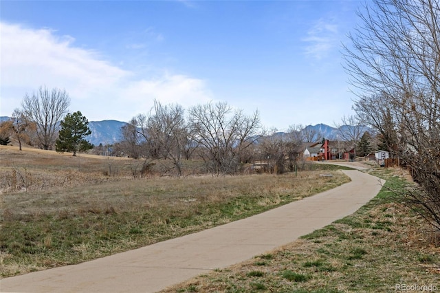 view of community featuring a mountain view