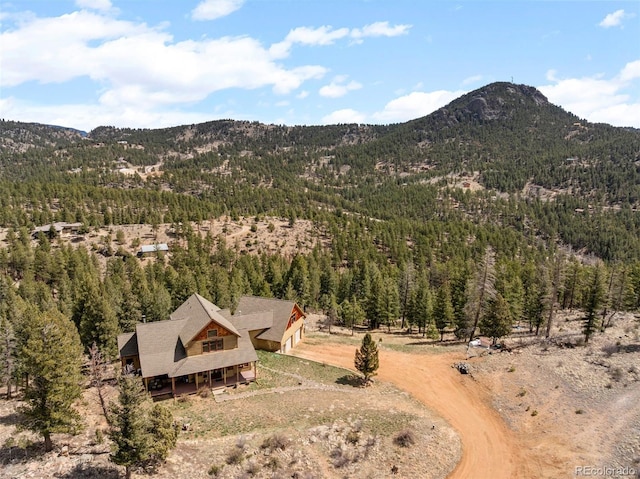 582 Buddy Rd, Bailey, CO 80421 - bird's eye view featuring a view of trees and a mountain view