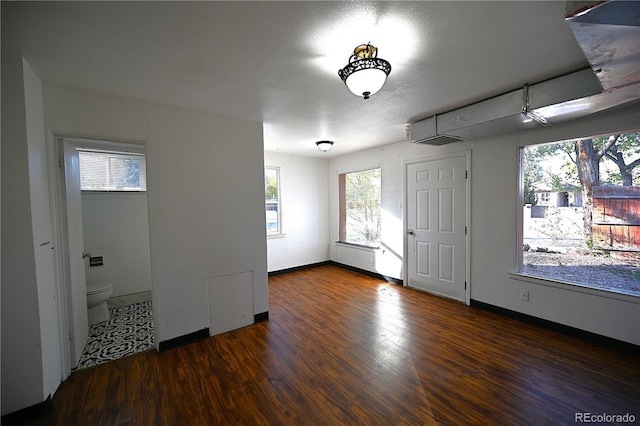 entrance foyer with a wealth of natural light, dark hardwood / wood-style flooring, and a textured ceiling