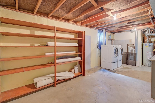 6054 Iris Way, Arvada, CO 80004 - unfinished basement with gas water heater and washing machine and dryer