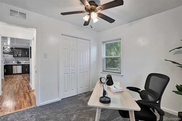 3052 S Grape Way, Denver, CO 80222 - office featuring a ceiling fan and baseboards