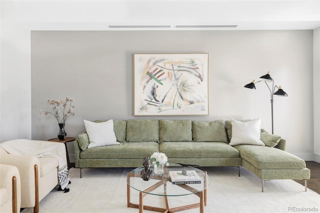 living room with hardwood / wood-style flooring