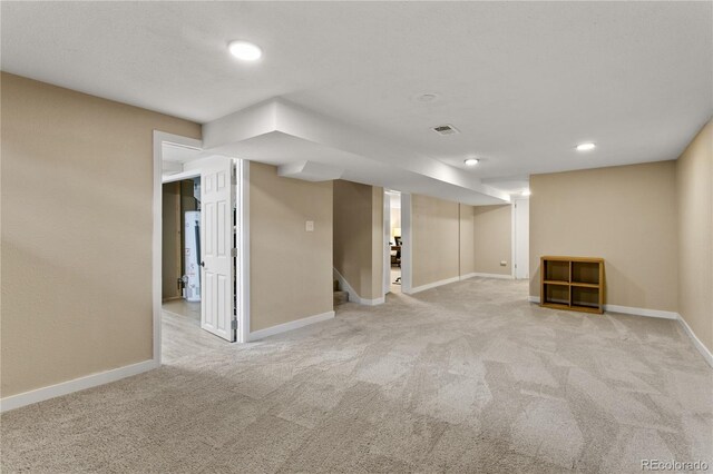 5280 S Logan St, Littleton, CO 80121 - finished below grade area featuring carpet flooring, stairs, and recessed lighting