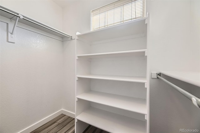 spacious closet with wood finished floors