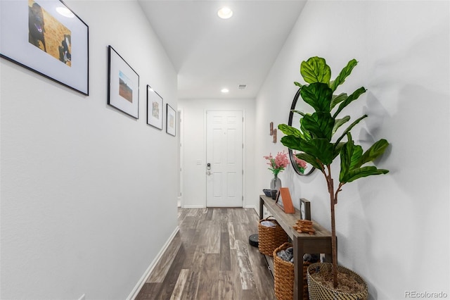 hall featuring hardwood / wood-style floors