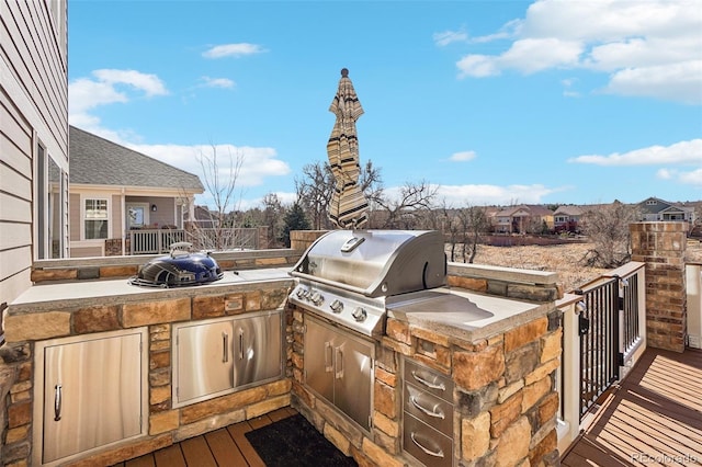 view of patio featuring an outdoor kitchen and area for grilling