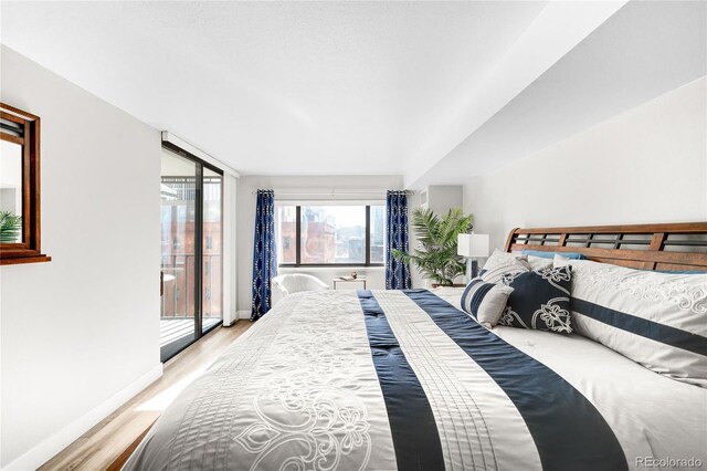 1551 Larimer St Unit 1405, Denver, CO 80202 - bedroom featuring access to exterior, wood finished floors, and baseboards
