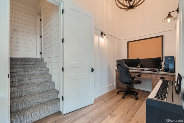 office space featuring light hardwood / wood-style floors