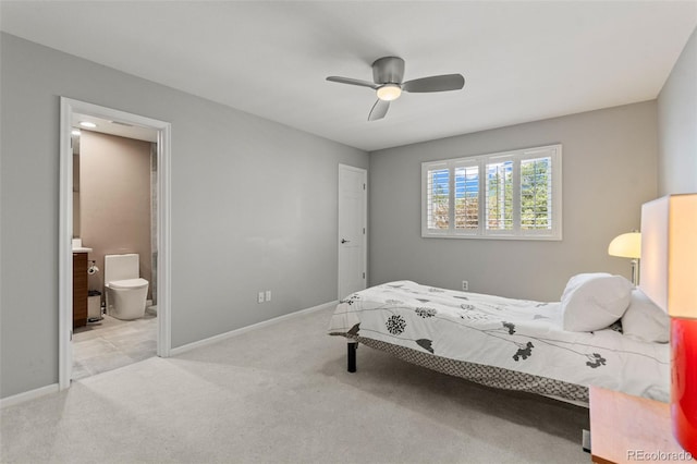 10293 E Sheri Ln, Englewood, CO 80111 - carpeted bedroom with a ceiling fan and ensuite bath