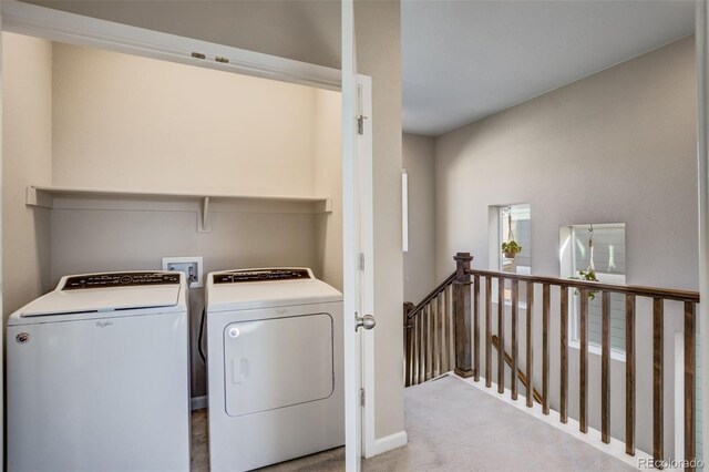 1341 Solitaire St, Colorado Springs, CO 80905 - laundry area featuring carpet flooring, laundry area, and washer and clothes dryer
