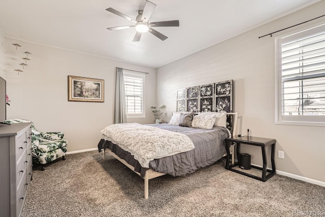 bedroom with carpet flooring and ceiling fan