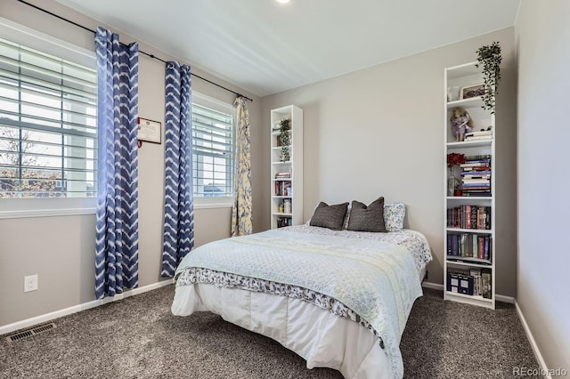 carpeted bedroom with multiple windows