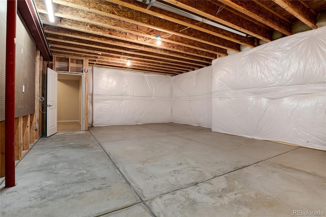 view of unfinished basement
