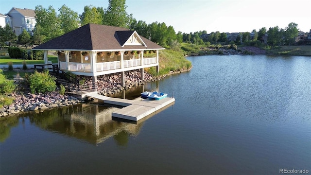27235 E Lakeview Pl, Aurora, CO 80016 - dock featuring a water view and stairs