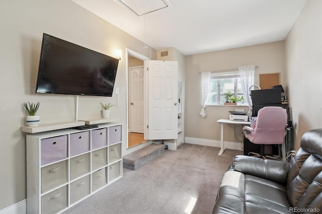 1817 S Perry Way, Denver, CO 80219 - carpeted home office featuring attic access and baseboards