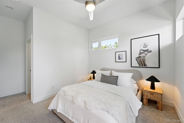 2830 W 32nd Ave, Denver, CO 80211 - carpeted bedroom with baseboards and a ceiling fan