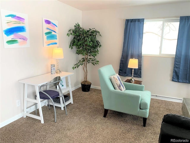 2200 W Moffat Pl, Denver, CO 80221 - carpeted office space featuring a baseboard radiator and baseboards