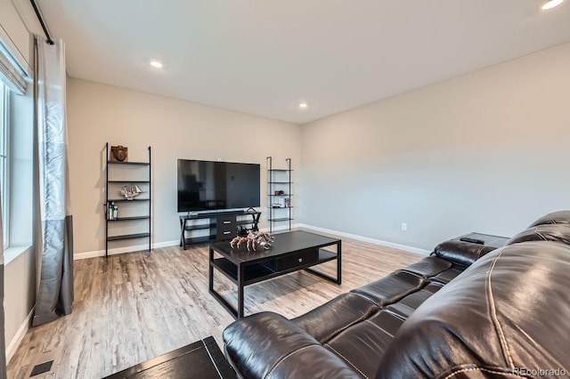 5256 Trails Edge Ln, Castle Rock, CO 80104 - living area with recessed lighting, baseboards, visible vents, and light wood-type flooring
