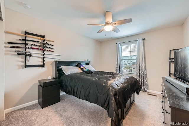 5256 Trails Edge Ln, Castle Rock, CO 80104 - carpeted bedroom featuring baseboards, ceiling fan, and visible vents