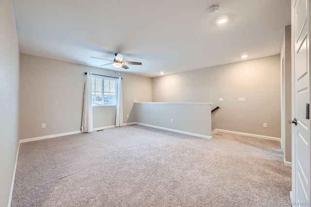 5256 Trails Edge Ln, Castle Rock, CO 80104 - empty room featuring baseboards, a ceiling fan, recessed lighting, and light carpet
