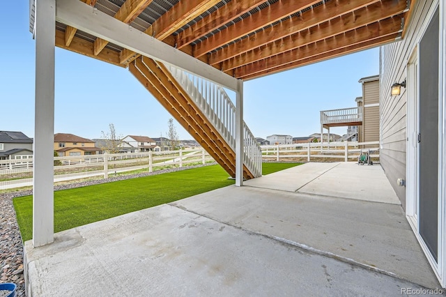 5256 Trails Edge Ln, Castle Rock, CO 80104 - view of patio / terrace with stairway, fence, and a residential view