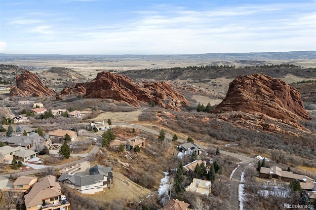 aerial view featuring a mountain view