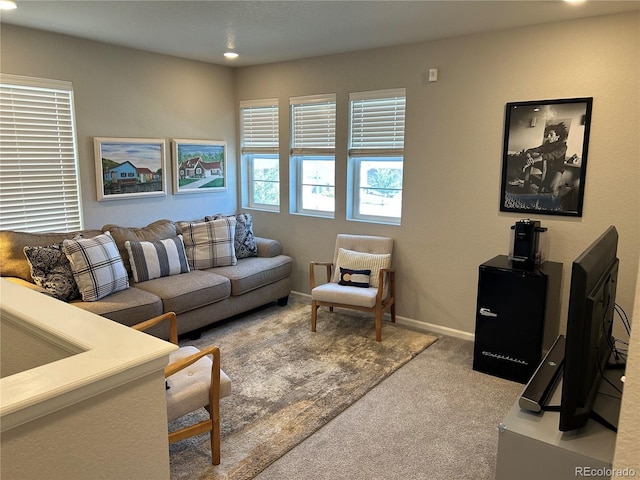 12901 Crane River Dr, Longmont, CO 80504 - living room featuring recessed lighting, baseboards, and carpet floors