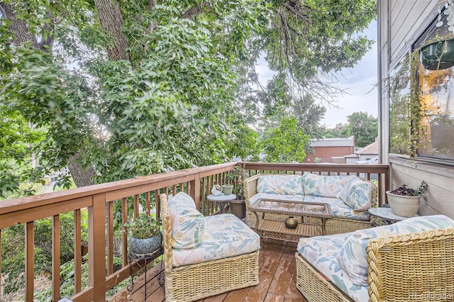 deck featuring an outdoor living space