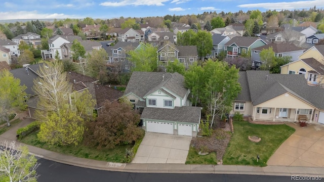 drone / aerial view with a residential view
